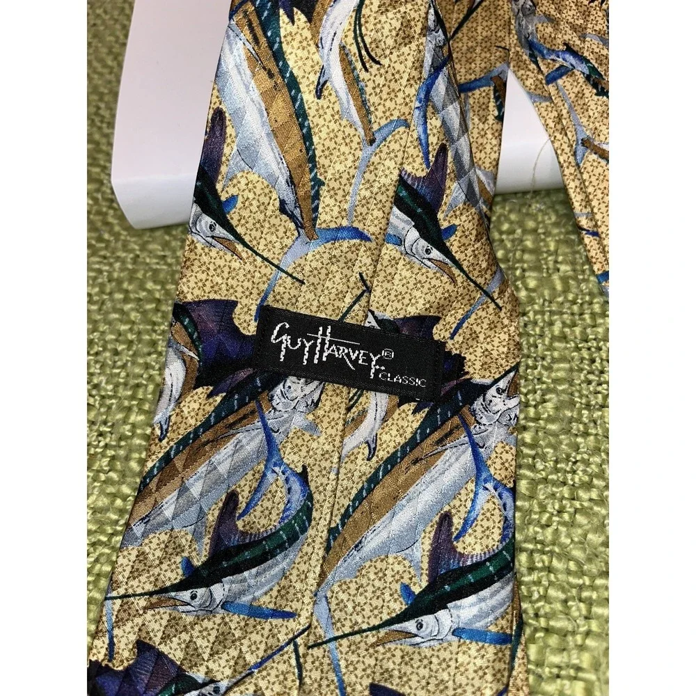 Guy Harvey‎ Tie Multicolor Fish Fishing Mens Silk Tie Ocean